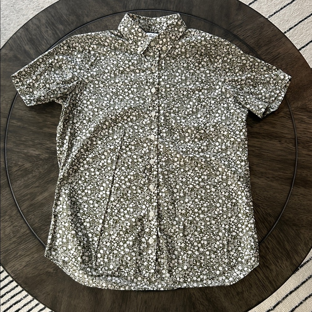 Kirrin Fitch Lightweight Button Up Olive White Print Size 8